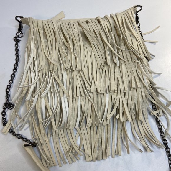 Womens White STEVE MADDEN GIRL Fringe Designer Crossbody Bag Shoulder Purse - Picture 5 of 14